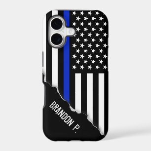 Torn Out Look Thin Blue Line American Flag