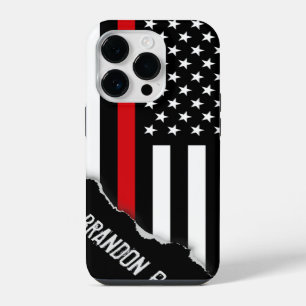 Torn Out Look Thin Red Line American Flag iPhone Case