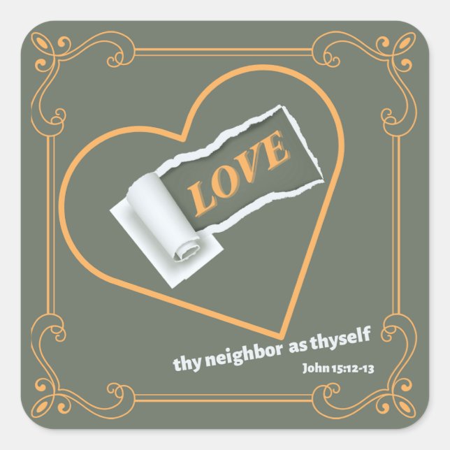 Torn Paper About "LOVE" Square Sticker (Front)