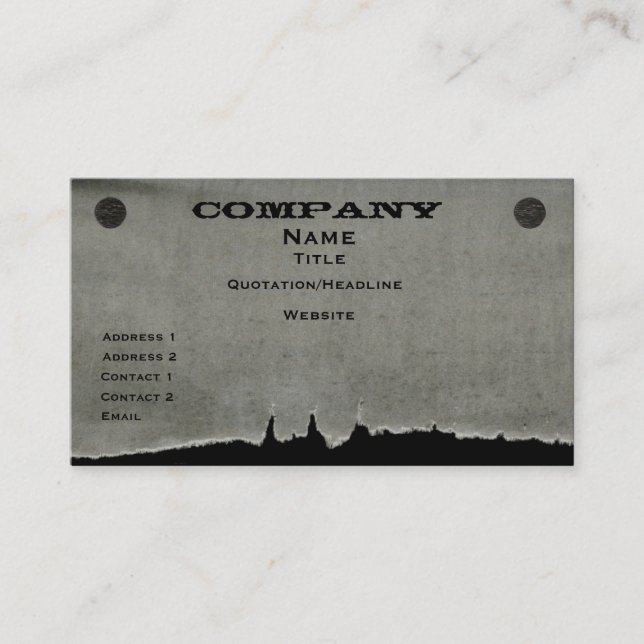 Torn Paper Business Card, Grey Card (Front)