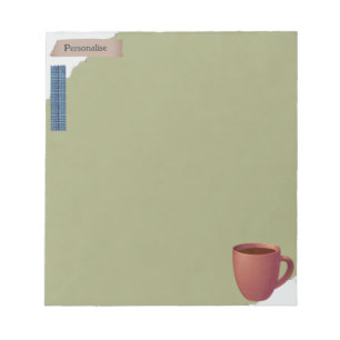 Torn Paper Coffee Cup Green Scrapbook Paper Notepad