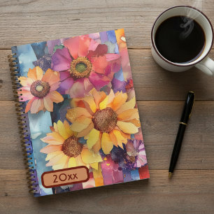 Torn Paper Collage Flowers 20XX Spiral Planner