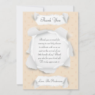 Torn Paper Effect Baby Shower Thank You Card