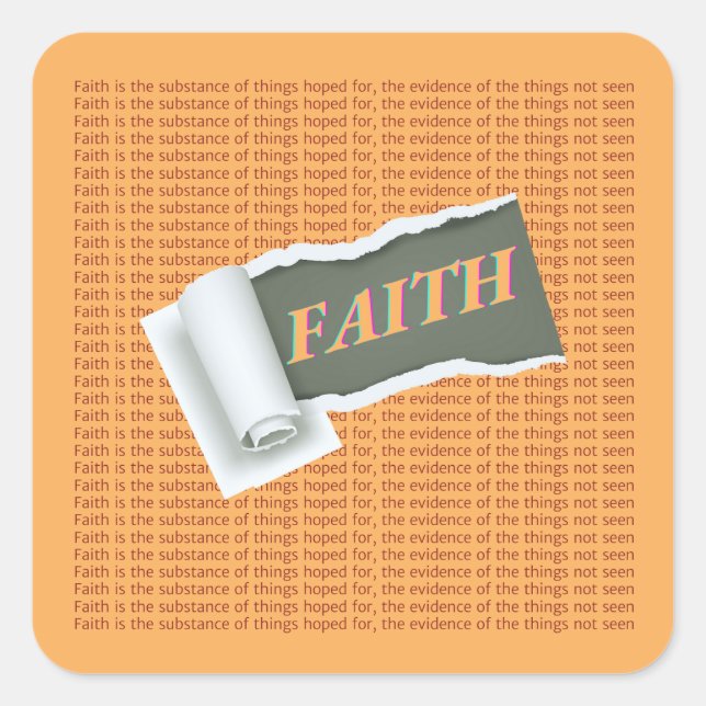 Torn Paper Scripture about FAITH Square Sticker (Front)