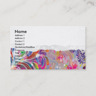 torn reto colourful abstract floral bliss business card