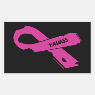 Torn Ribbon/Badass...Breast Cancer Rectangular Sticker