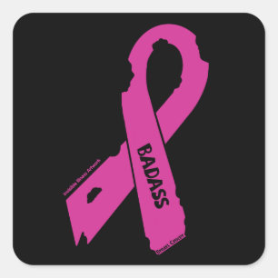 Torn Ribbon/Badass...Breast Cancer Square Sticker