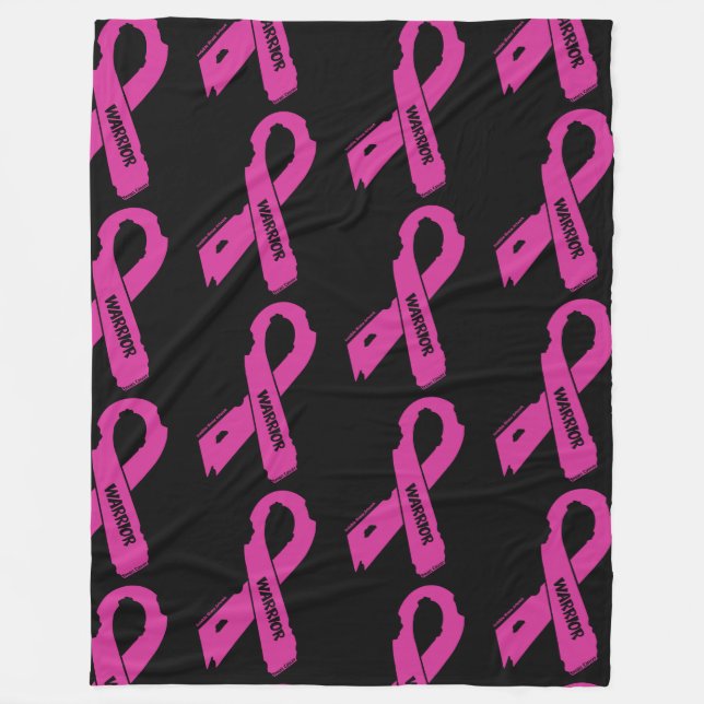 Torn Ribbon/Warrior...Breast Cancer Fleece Blanket (Front)