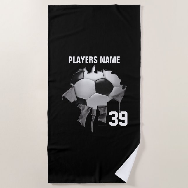Torn Soccer Beach Towel (Front)
