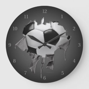 Torn Soccer Dark Wall Clock