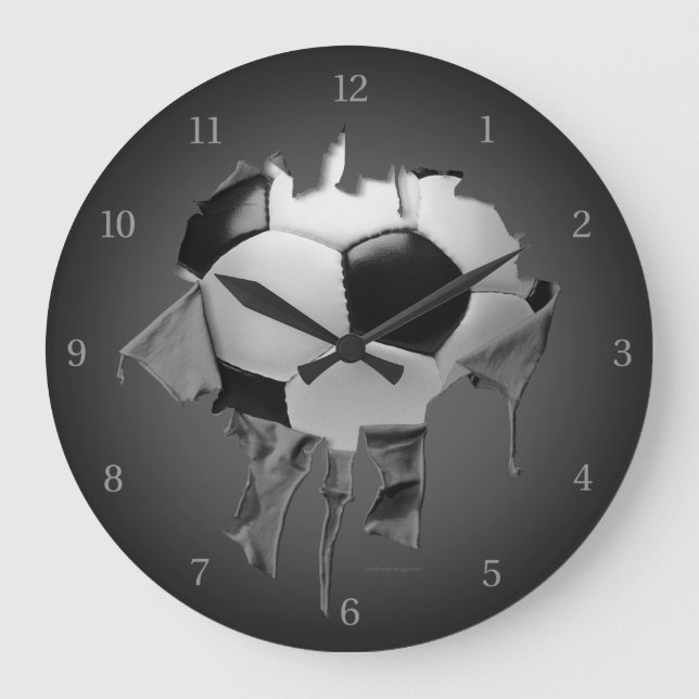 Torn Soccer Dark Wall Clock (Front)