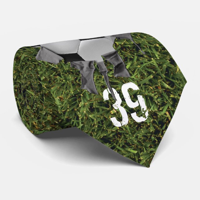 Torn Soccer (grass/personalised) Tie (Rolled)