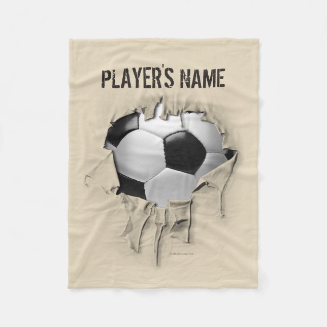 Torn Soccer Personalised White Fleece Blanket (Front)