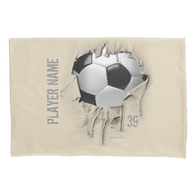 Torn Soccer Personalised White Pillowcase (Front)