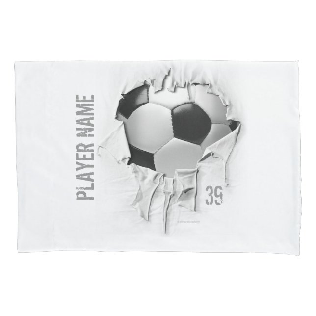 Torn Soccer Personalised White Pillowcase (Front)