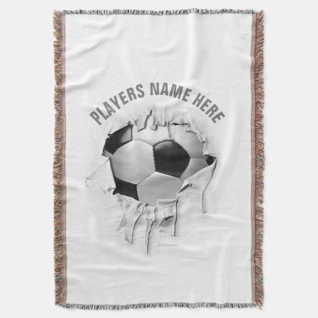 Torn Soccer White Throw Blanket (Front Vertical)