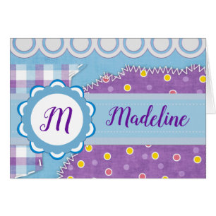 Torn Stitched Patchwork Monogram Card