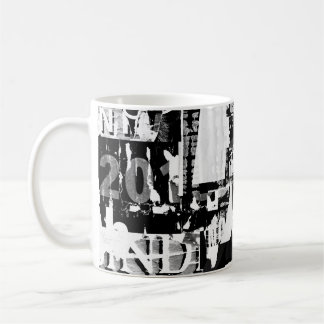 Torn street advertisement posters collage backgrou coffee mug
