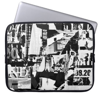 Torn street advertisement posters collage backgrou laptop sleeve