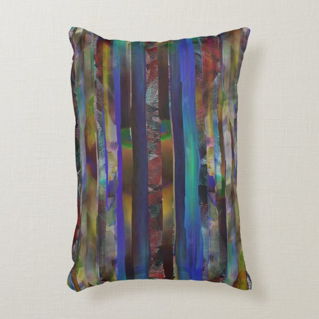 Torn stripes of digital coloured textures decorative cushion (Front(Vertical))
