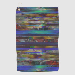 Torn stripes of digital coloured textures golf towel