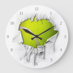 Torn Tennis Large Clock