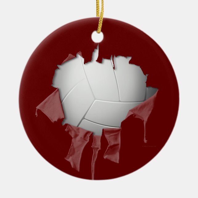 Torn Volleyball Ceramic Ornament (Front)