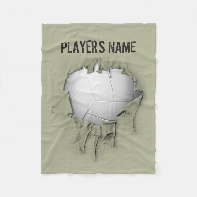 Torn Volleyball Personalised White Fleece Blanket (Front)