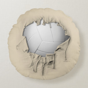 Torn Volleyball Round White Pillow