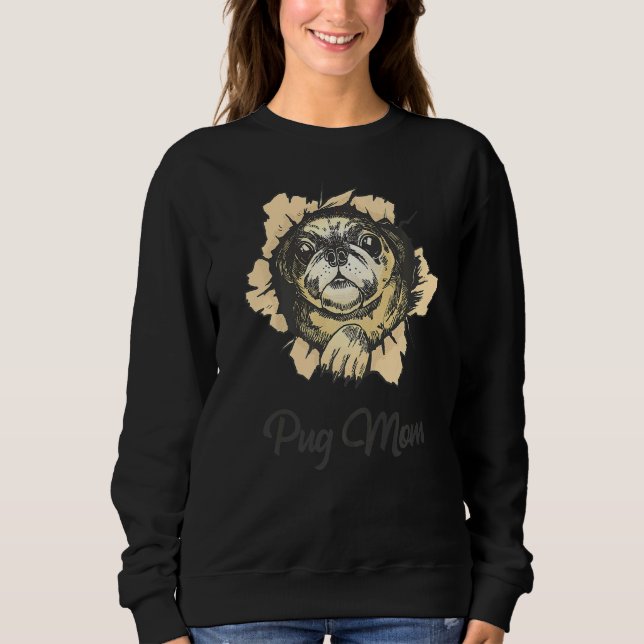 Torn Wall Pug Mum Sweatshirt (Front)