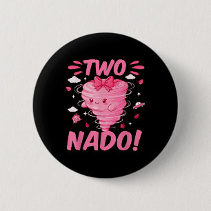 Tornado 2 Year Old Girl Birthday Two Nado 2nd Bday 6 Cm Round Badge
