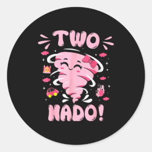 Tornado 2 Year Old Girl Birthday Two Nado 2nd Bday Classic Round Sticker