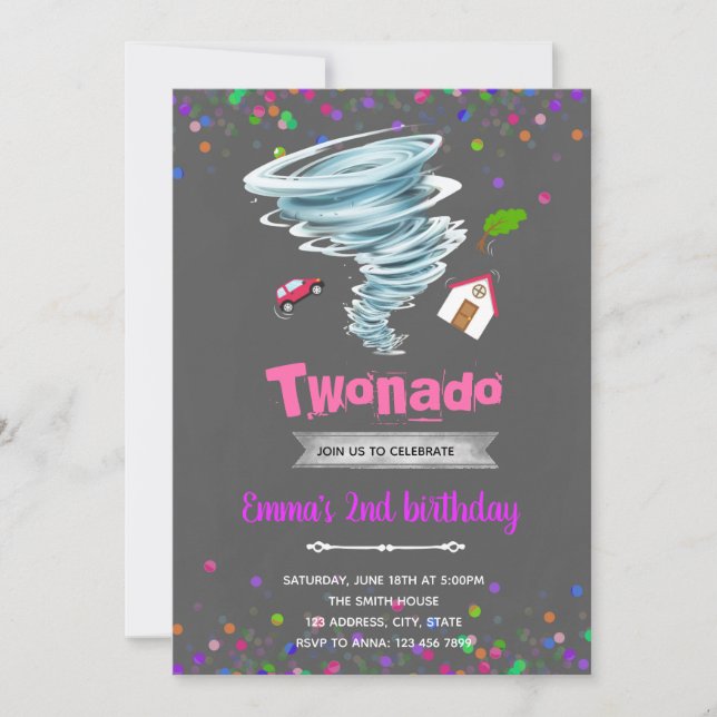 Tornado 2nd birthday invitation (Front)