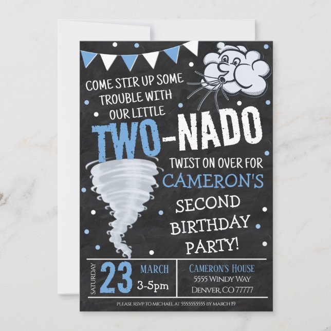 Tornado Birthday Party Invitation (Front)
