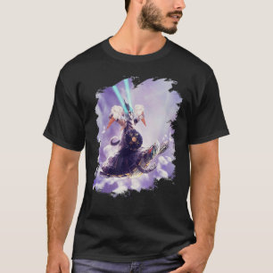 Tornado Cat Riding Turtle Eating Ice Cream T-Shirt