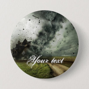 Tornado destroying house storm meteorology 7.5 cm round badge