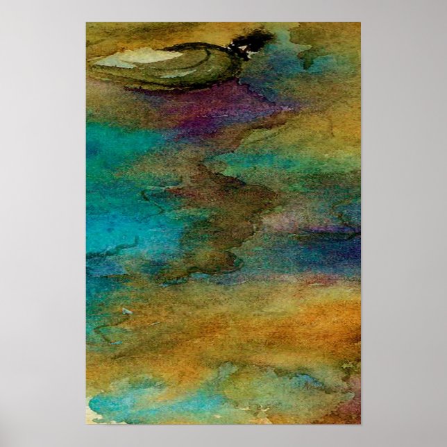 Tornado Fury abstract watercolor painting Poster (Front)