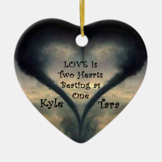 Tornado Heart Ornament with Names and Curlz font