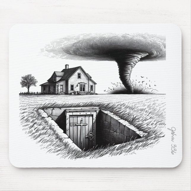 Tornado House Cellar with Cross Mouse Pad (Front)