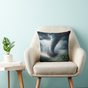 Tornado In a Midwest American Cornfield Cushion