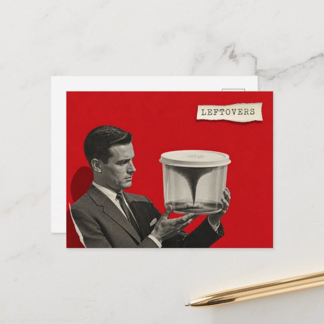 tornado leftovers retro surreal collage postcard (Front/Back In Situ)