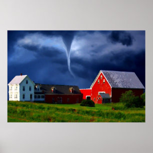 Tornado Red Barn Storm Extreme Weather Poster
