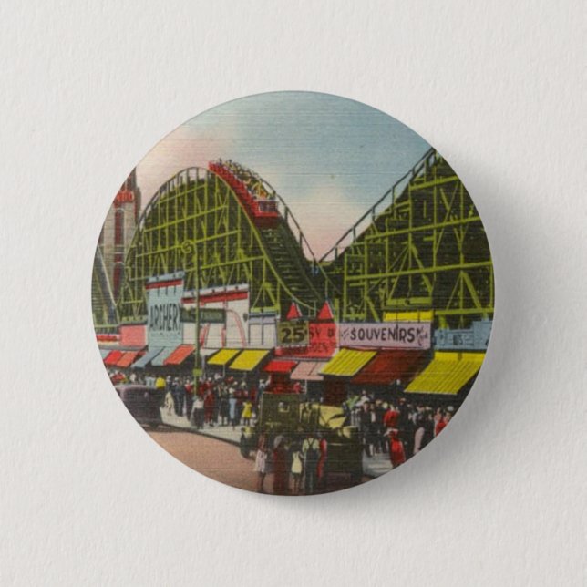 Tornado Roller Coaster - Coney Island NY /The Bobs 6 Cm Round Badge (Front)