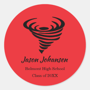 Tornado School Mascot Graduation Reunion Classic Round Sticker