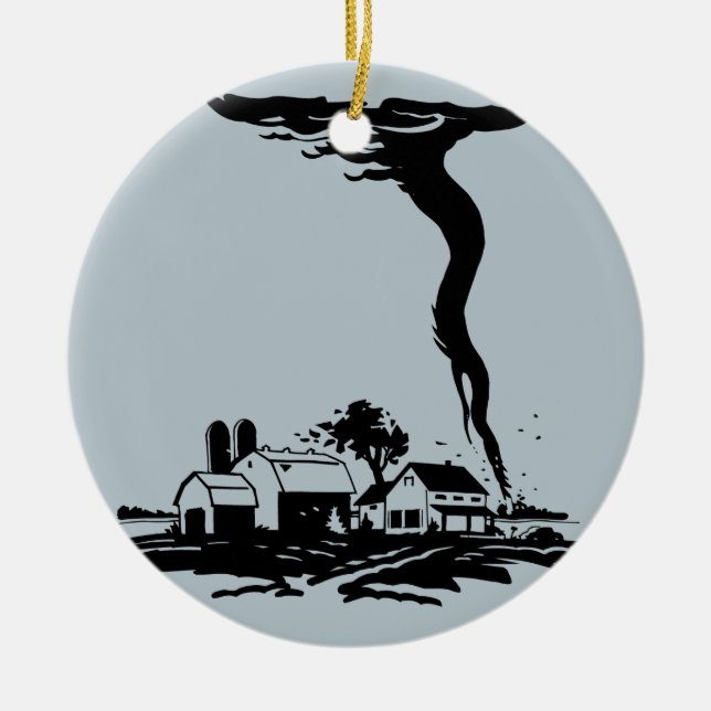 Tornado Storm Chaser Farm House Ceramic Ornament (Front)