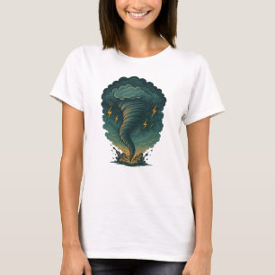 Tornado Storm Illustration Powerful Lightning T-Shirt