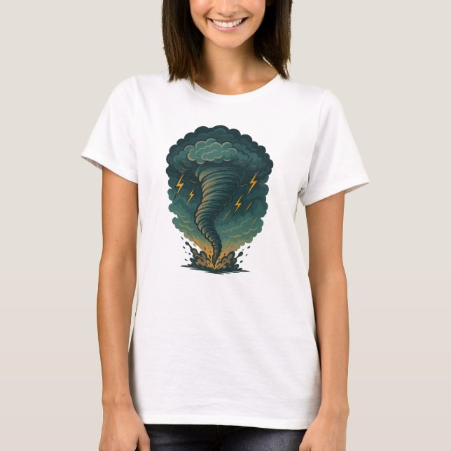 Tornado Storm Illustration | Powerful Lightning  T-Shirt (Front)