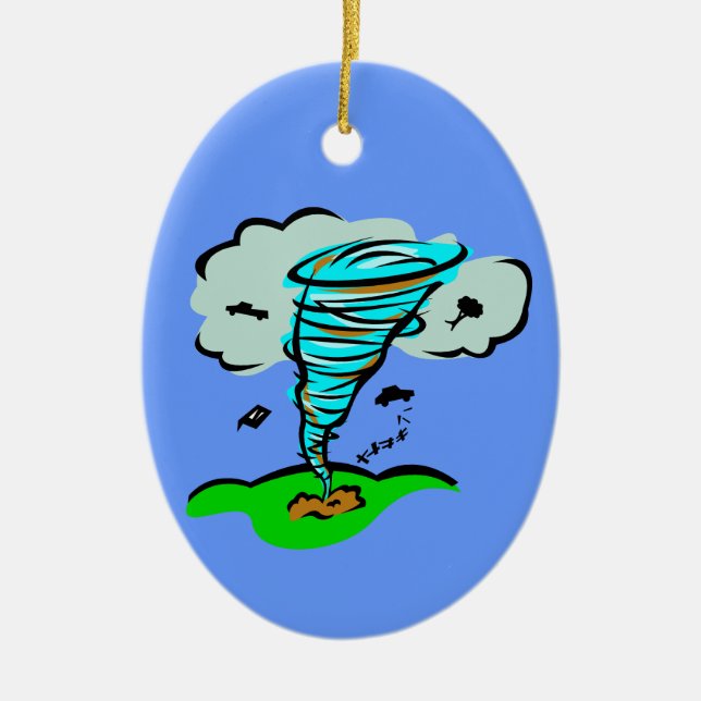 Tornado Twister Storm Chaser Flying Objects Ceramic Ornament (Front)