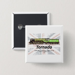 Tornado Vintage Steam Train English Locomotive  15 Cm Square Badge