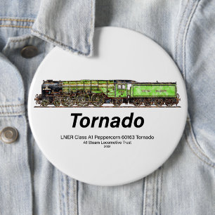 Tornado Vintage Steam Train English Locomotive  6 Cm Round Badge